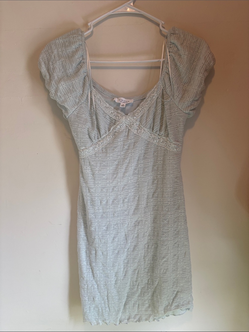 Iris Mint Green Lace-Trim Mini Dress
